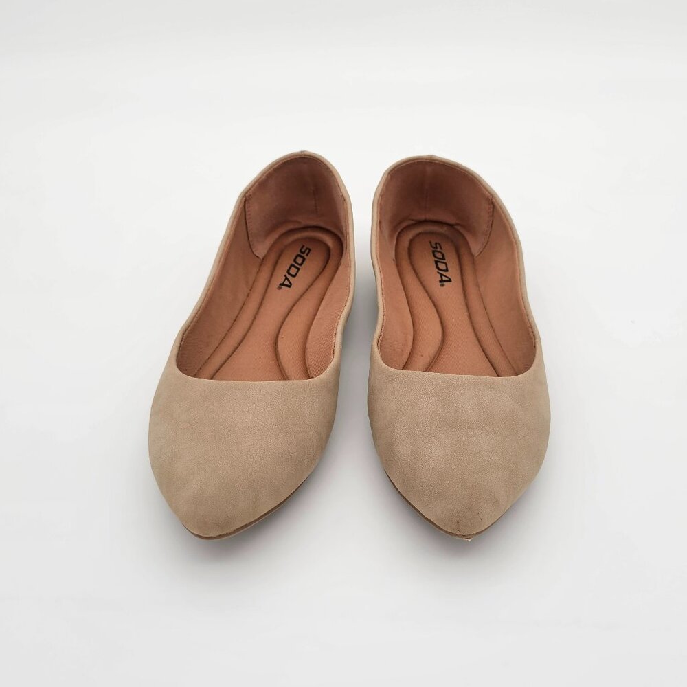 Beige Pointed Toe Flats | Nude Suede Ballet Flats | Comfortable Everyday Shoes